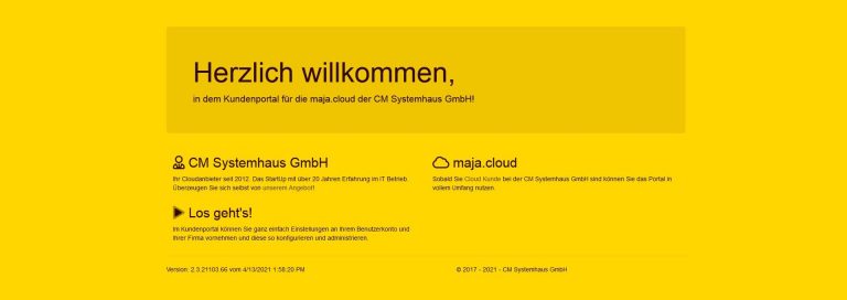 Webseite portal.maja.cloud Startseite