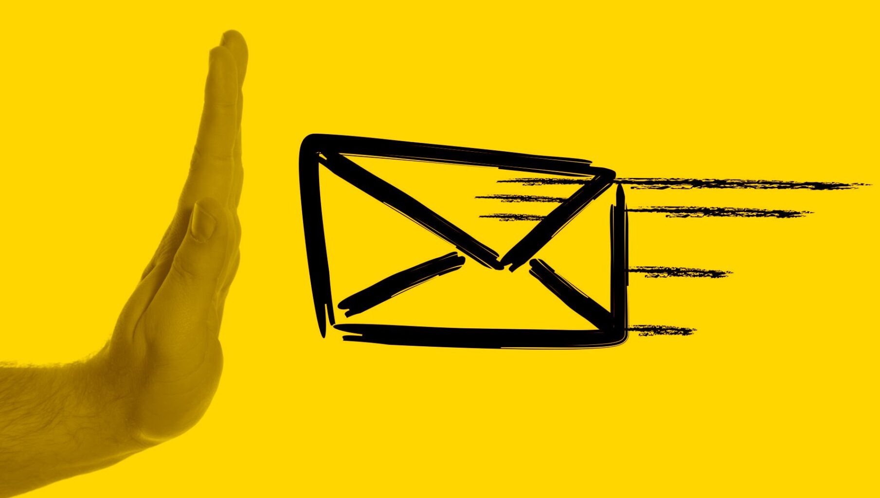 Hand wehrt eine Mail ab