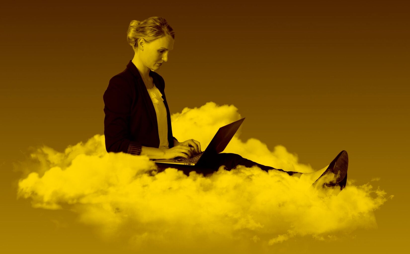 Businessfrau arbeitet mit es2000 in der maja.cloud